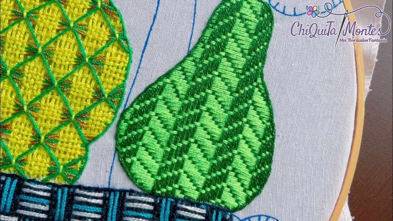 Bordado Fantasía Pera 18 / Hand Embroidery Pear 🍐 with Fantasy Stitch #bordado