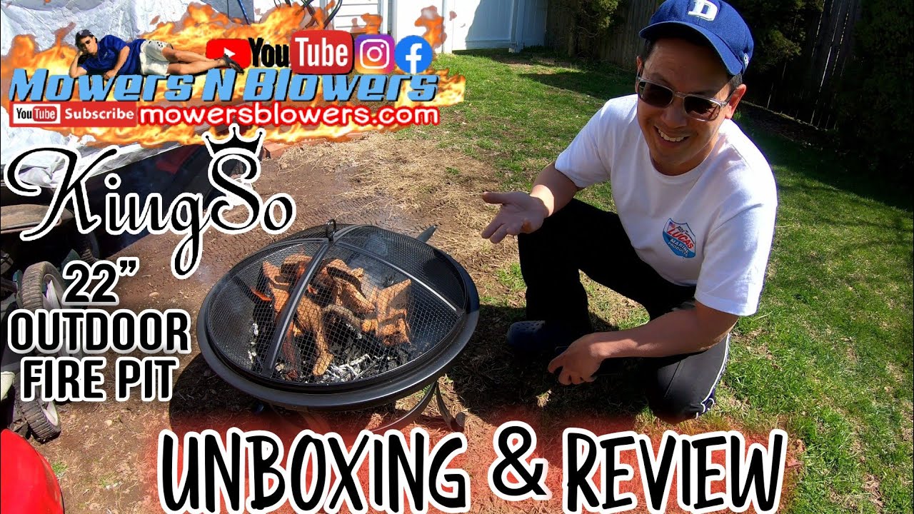KINGSO 21" OUTDOOR PATIO FIRE PIT W/ MESH SPARK SCREEN COVER & WOOD GRATE + POKER UNBOXING & REVIEW