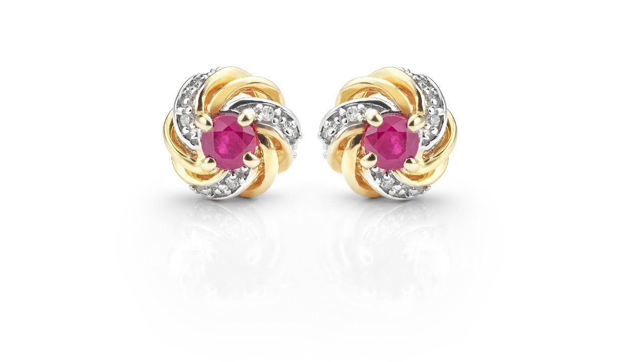 Diamond and Ruby stud earrings