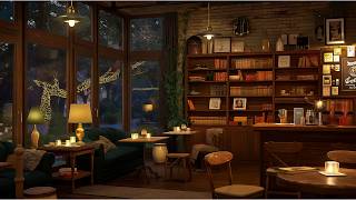 Cozy Bookstore Cafe Ambiance: Warm Spring Evening ☕ Relaxing Study Music