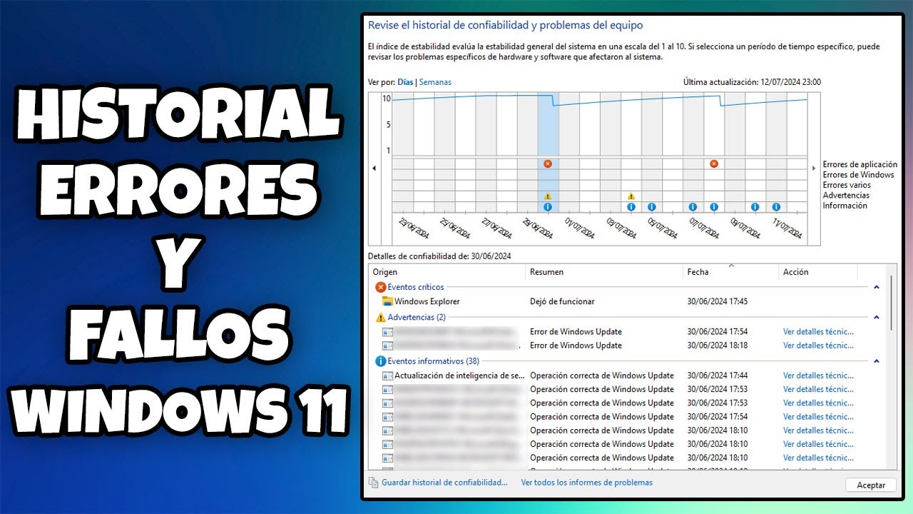 COMO VER EL HISTORIAL DE ERRORES Y FALLOS DE WINDOWS 11 EN EL MONITOR DE CONFIABILIDAD EN 2026