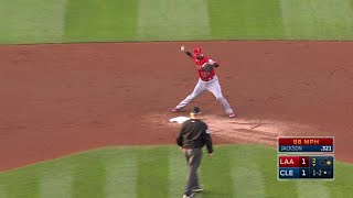 LAA@CLE: Simmons, Cowart combine for a double play