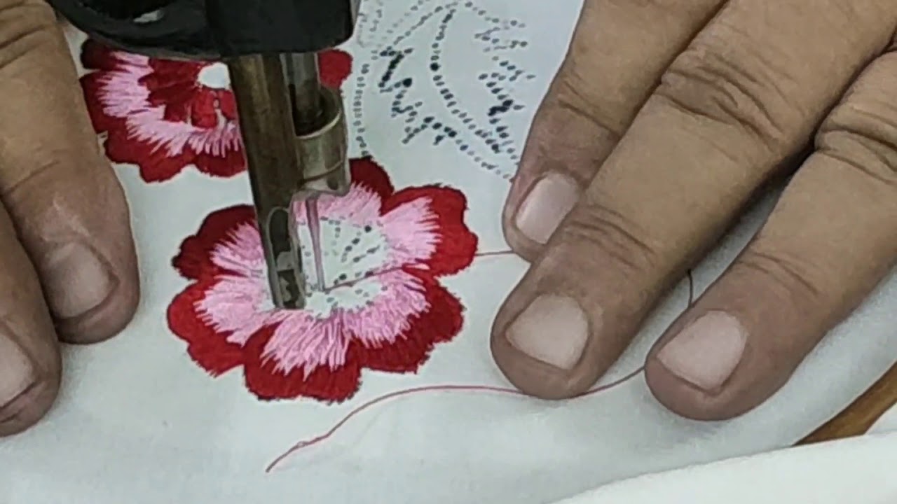 Shadow flower design with Machine embroidery for beginner's