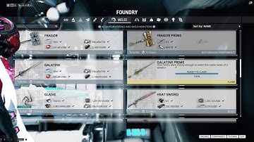 Warframe Claiming galatine prime from foundry