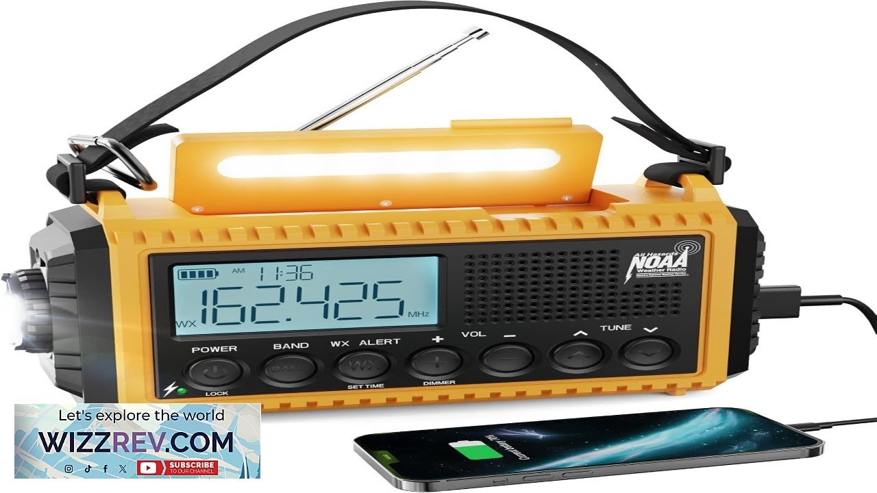 Аварийное радио Raynic 5000 мАч 18500 мВтч, метеорологическое радио, солнечное радио с ручным при...