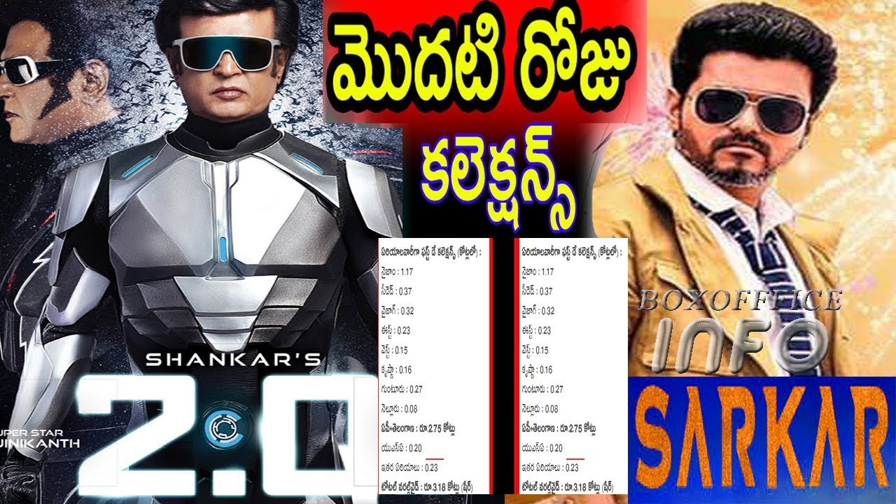 2.0 Vs Sarkar First day collections|2.0 first day worldwide box office collections