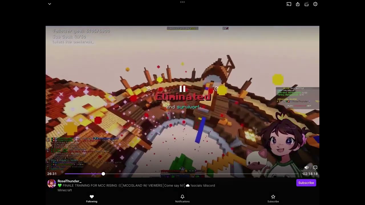 How I killed RoseThunder in a sky battle game on MCC Island