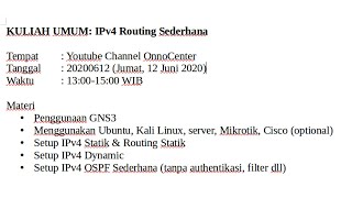 LECTURE: Simple IPv4 Routing 06/12/2020 1:00 PM