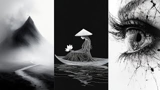 Abstract Black and White Painting 