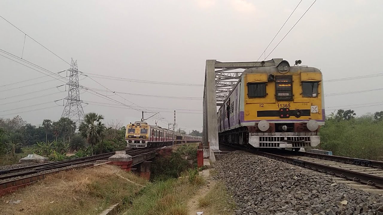 Back to back high speedy emu action MEDHA + Old ICF conventional liver furious skipping over bridge