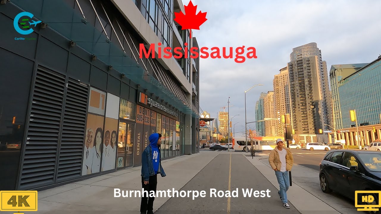 Mississauga Walking Tour Burnhamthorpe Rd W 4K | Virtual Tour Downtown  Mississauga  Canada