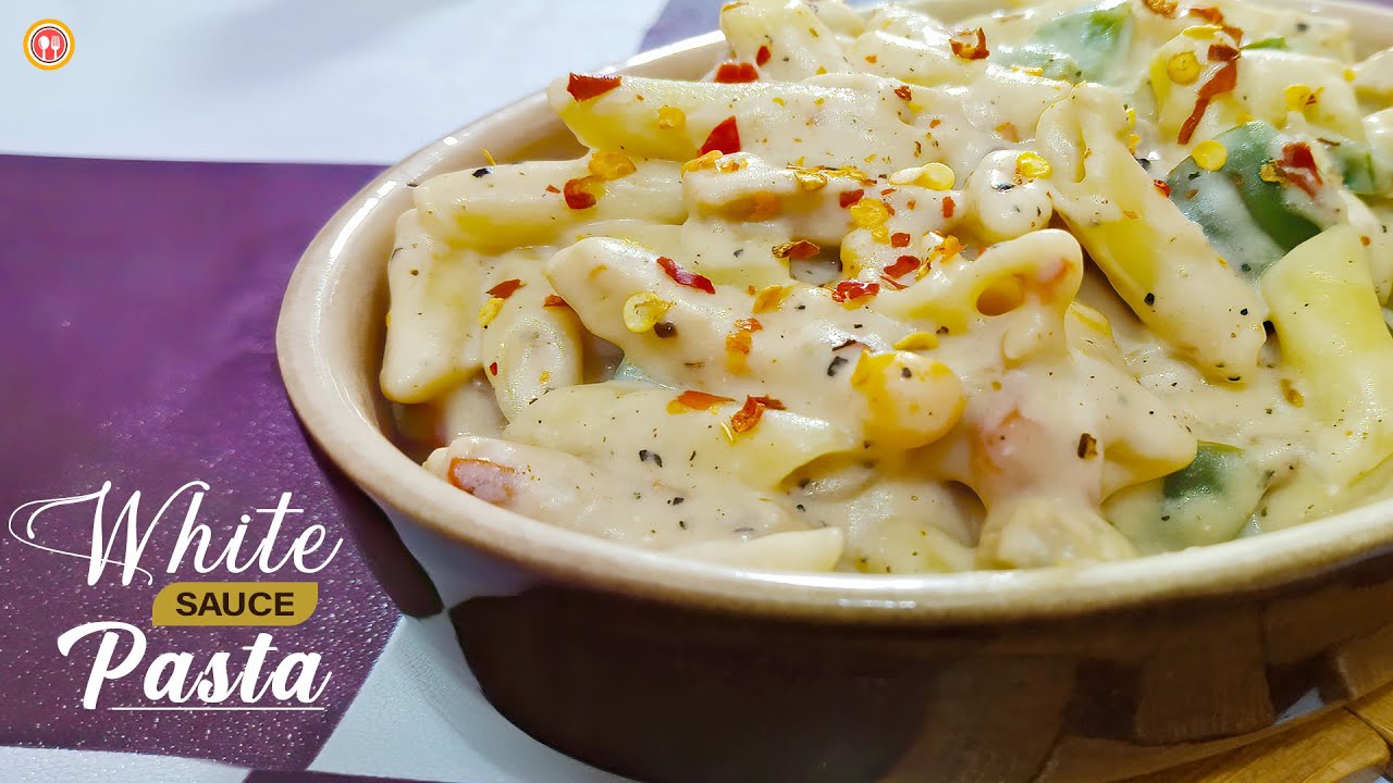 Pasta in White Sauce Easy White sauce Pasta Recipe by Food Fiction