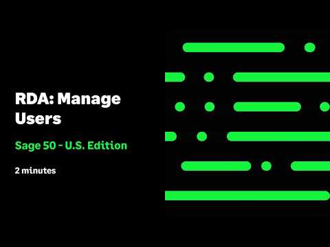 Sage 50 US - Remote Data Access (RDA): Manage Users