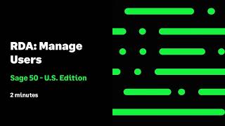 Sage 50 US - Remote Data Access (RDA): Manage Users