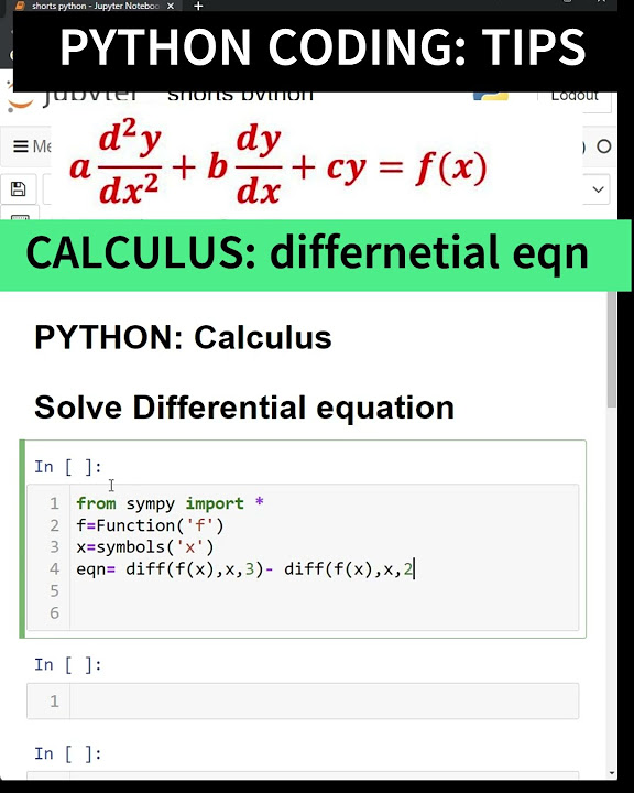 PYTHON SOLVE DIFFERENTIAL EQUATIONS| SYMPY #calculus #python #viral # ...