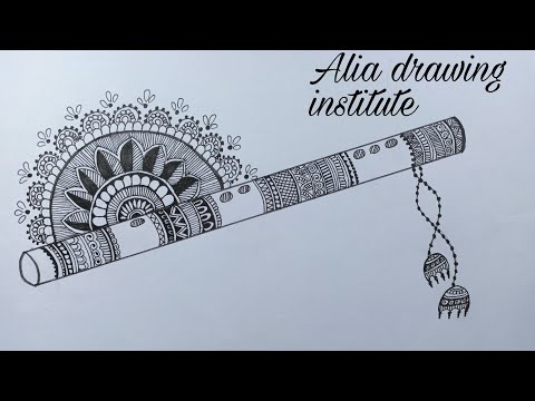 How to draw flute | Mandala art flute drawing | mandala art for beginners easy flute drawing