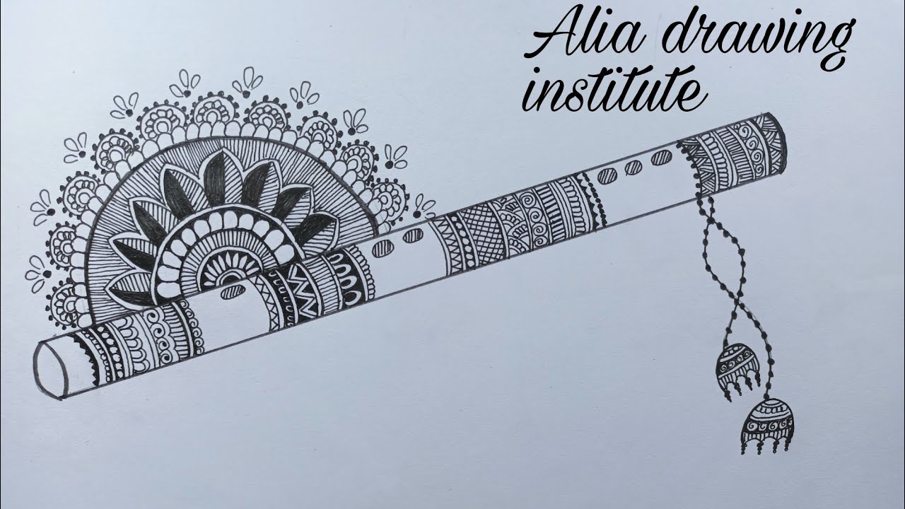 How to draw flute Mandala art flute drawing mandala art for beginners easy flute drawing