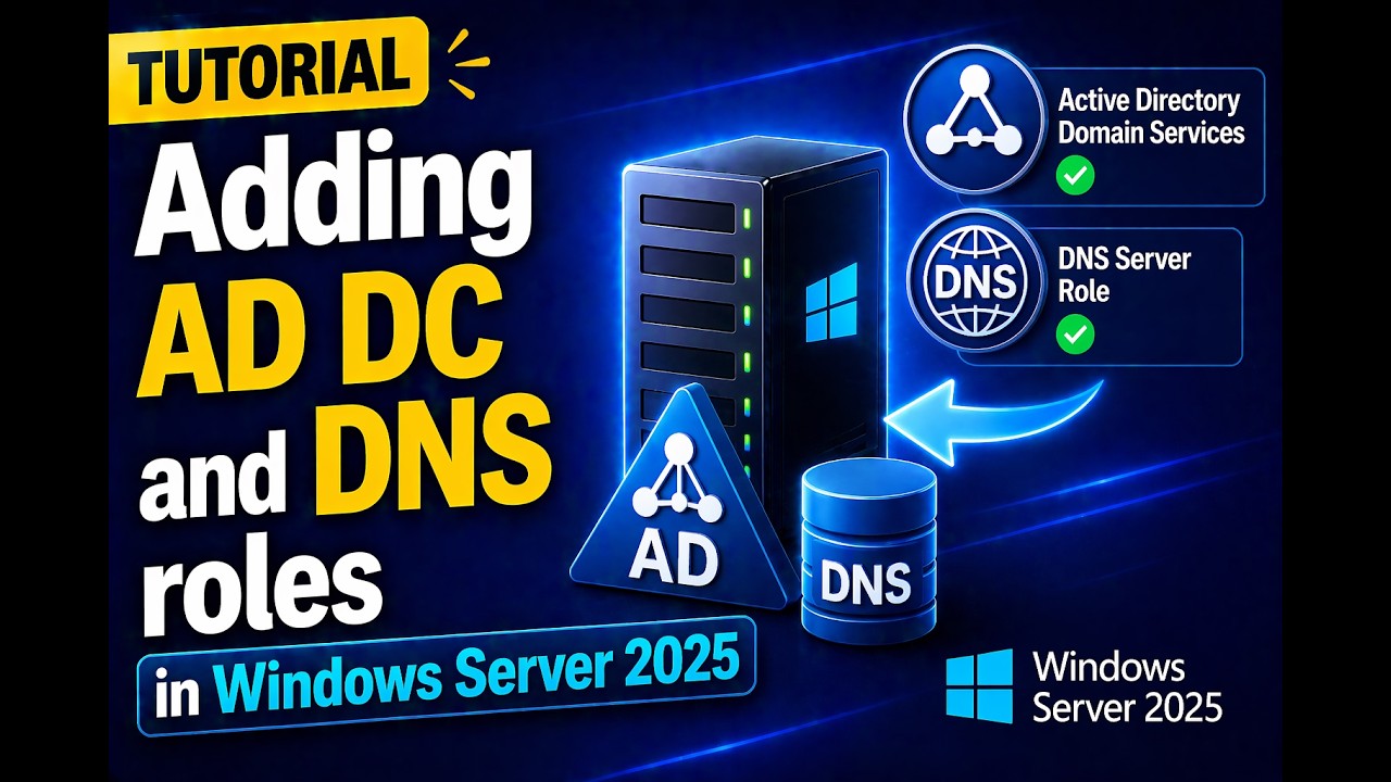 How to adding AD DC and DNS roles in Windows Server 2025 - YouTube