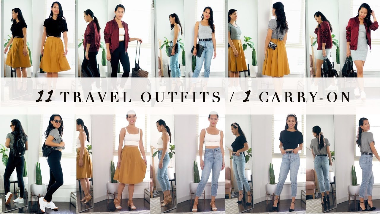 11 TRAVEL OUTFITS, MIX + MATCH - 1 CARRY-ON LUGGAGE