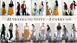 11 TRAVEL OUTFITS | MIX + MATCH   1 CARRYON LUGGAGE | ANN LE