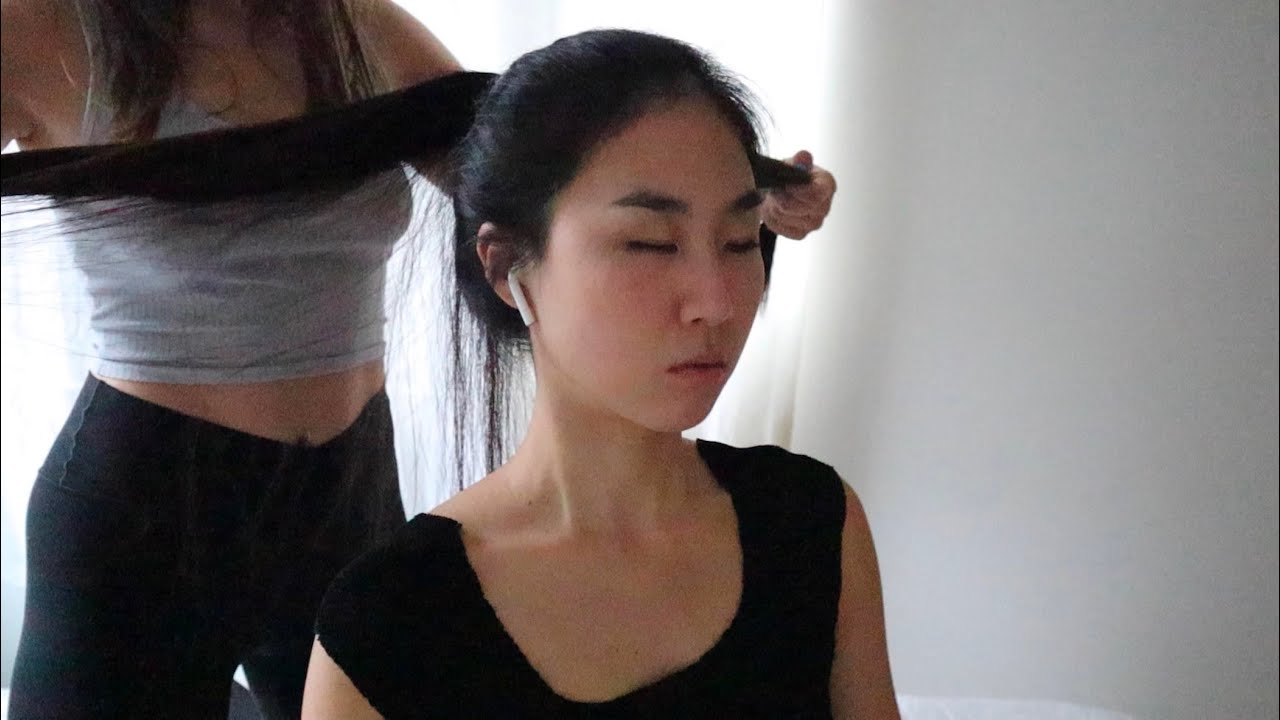 ASMR tingly hair triggers on Iris (she fell asleep 😴)