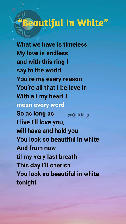 Beautiful In White lyrics - Shane Filan’s #lyrics #Beautifulinwhite #ShaneFilan's
