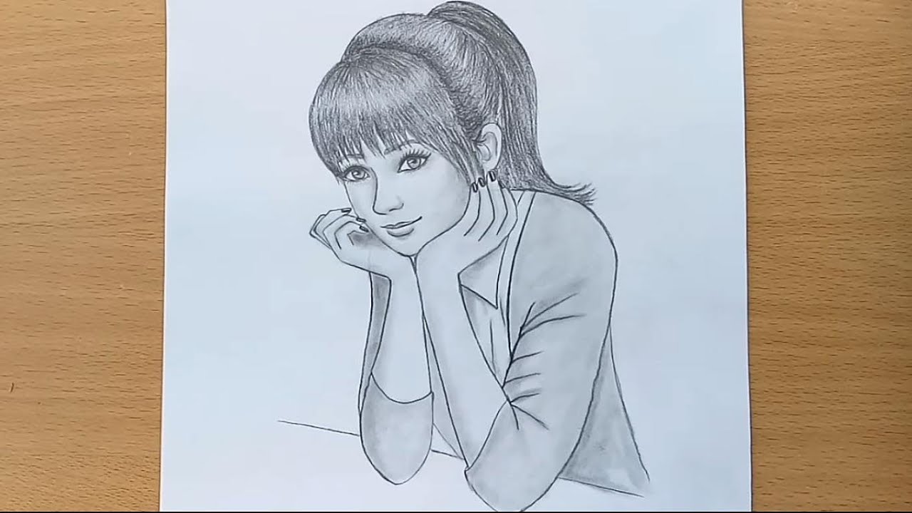 How to draw a girl step by step / Pencil Sketch drawing ...