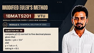 Improved Euler's Method | Solve dy/dx + y/x = 1/x² | VTU Numericals