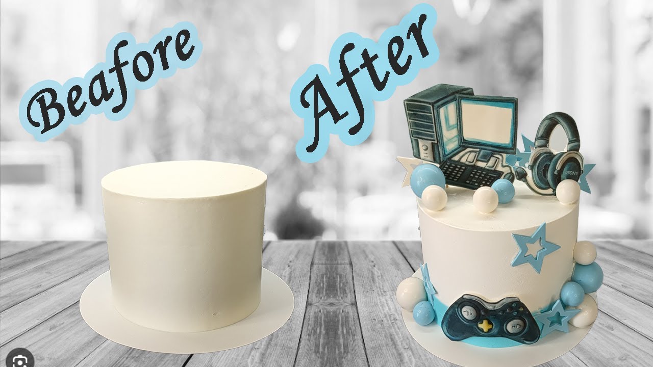 Computer theme cake/gamer  cake/ PC cake /Family cake decorating /cake for a boy
