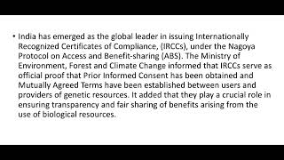 India emerge as global leader in issuing IRCCs under Nagoya Protocol on ABS