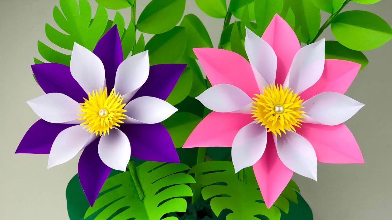 Beautiful Paper Flower Making | Home Decor | Paper Crafts For School | Paper Flowers | paper Craft
