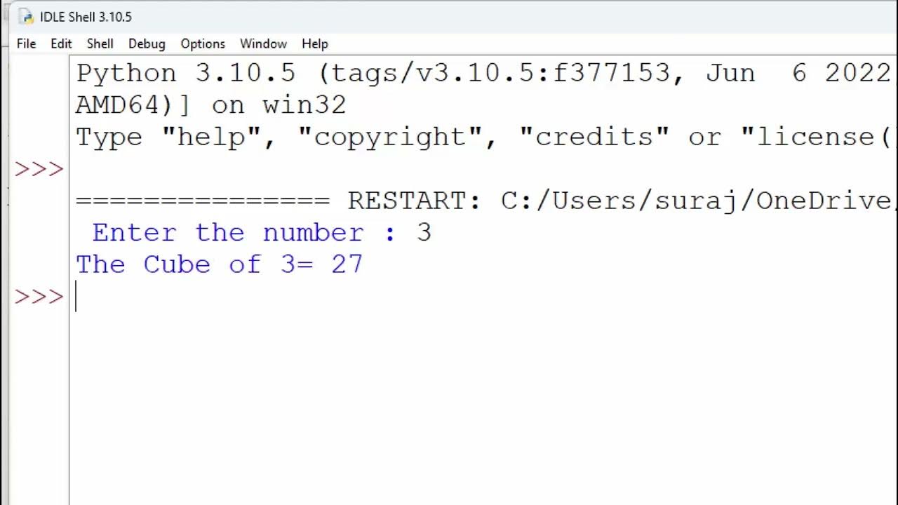 Calculating cube given by user in Python@COMPUTEREXCELSOLUTION - YouTube