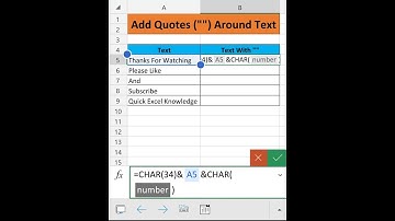 #shorts #short #quickexcelknowledge | How To Insert Double Quotes Around Text | #msexcel #ytshorts