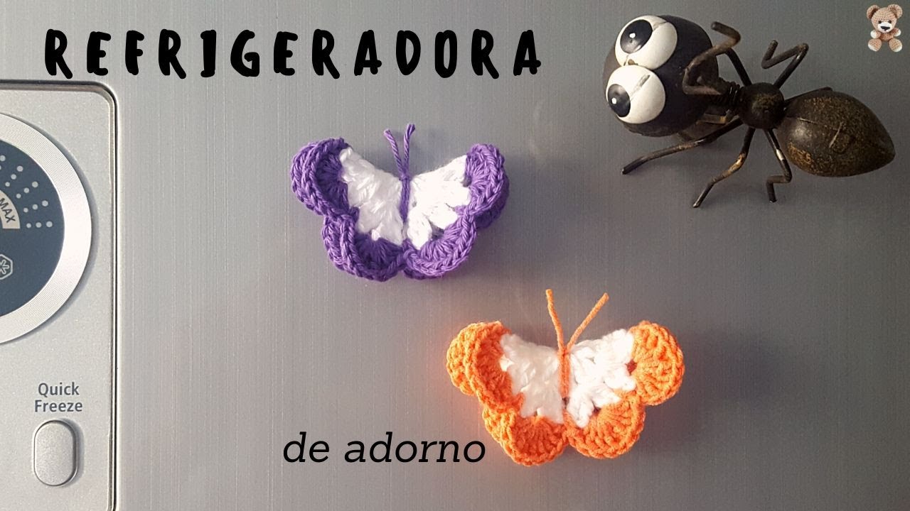 🦋Mariposa a crochet o ganchillo - adorno para Refrigeradora - tutorial
