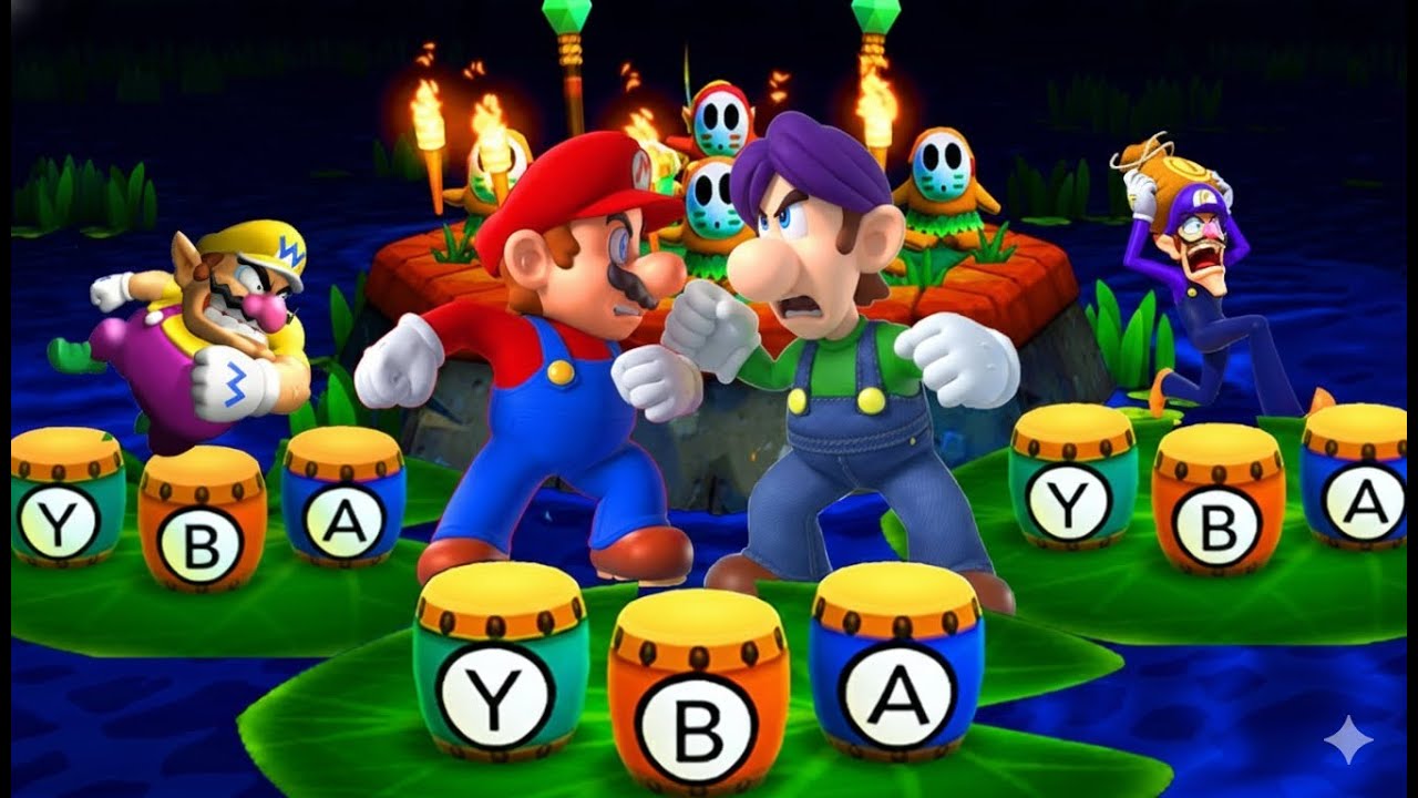 Mario Party The Top 100 - Boys' Rivalry Battle - Waaluigi vs Mario vs Luigi vs Wario