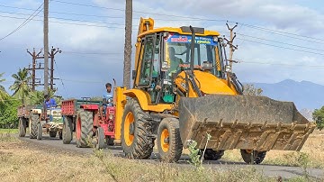 JCB 3DX Cow Dung Manure Loading In Swaraj and Mahindra Tractor Full Funny Video | jcb video