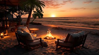 Rest and relax with sunset on a tropical beach | Peaceful with a house next to the sea