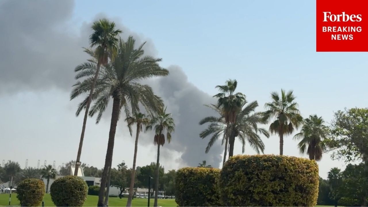 RAW FOOTAGE: Billows Of Smoke Rise From Dubai, UAE After Iranian Strikes Batter City