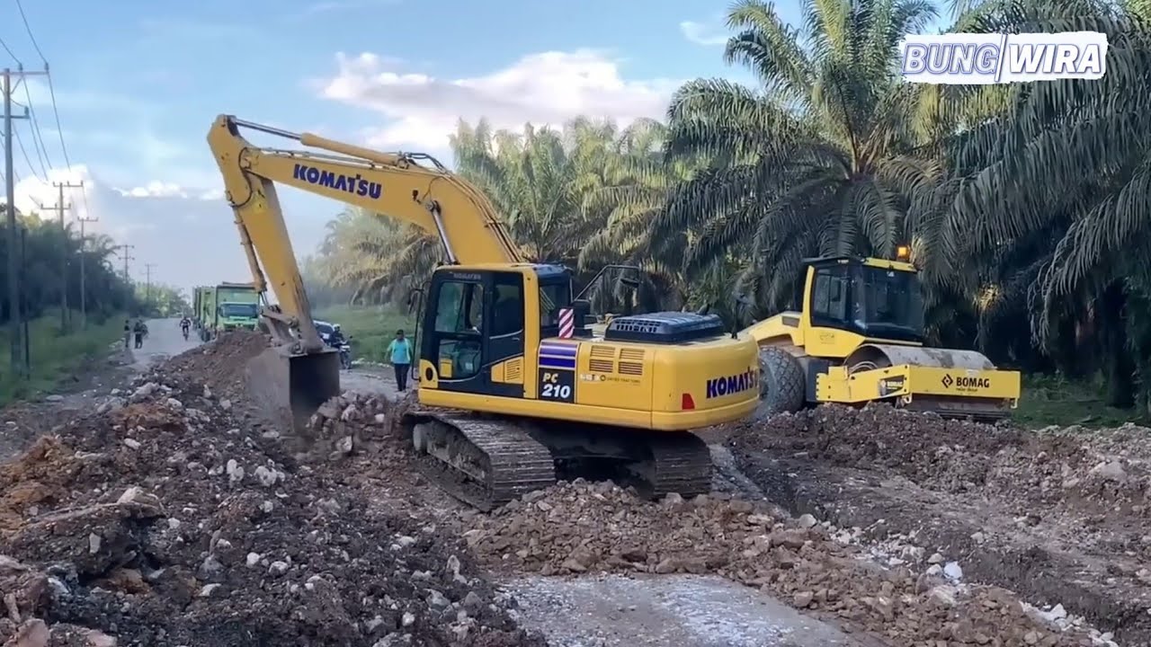Heavy Equipment Road Repair in Extreme Conditions | Komatsu Excavator & Bomag Roller
