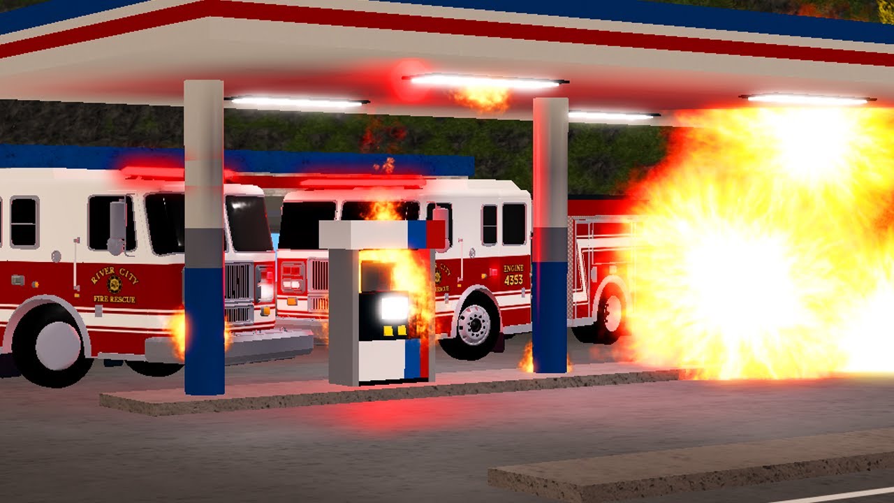 FIRE CAUSES GAS STATION EXPLOSION! - ERLC Roblox Liberty County - YouTube