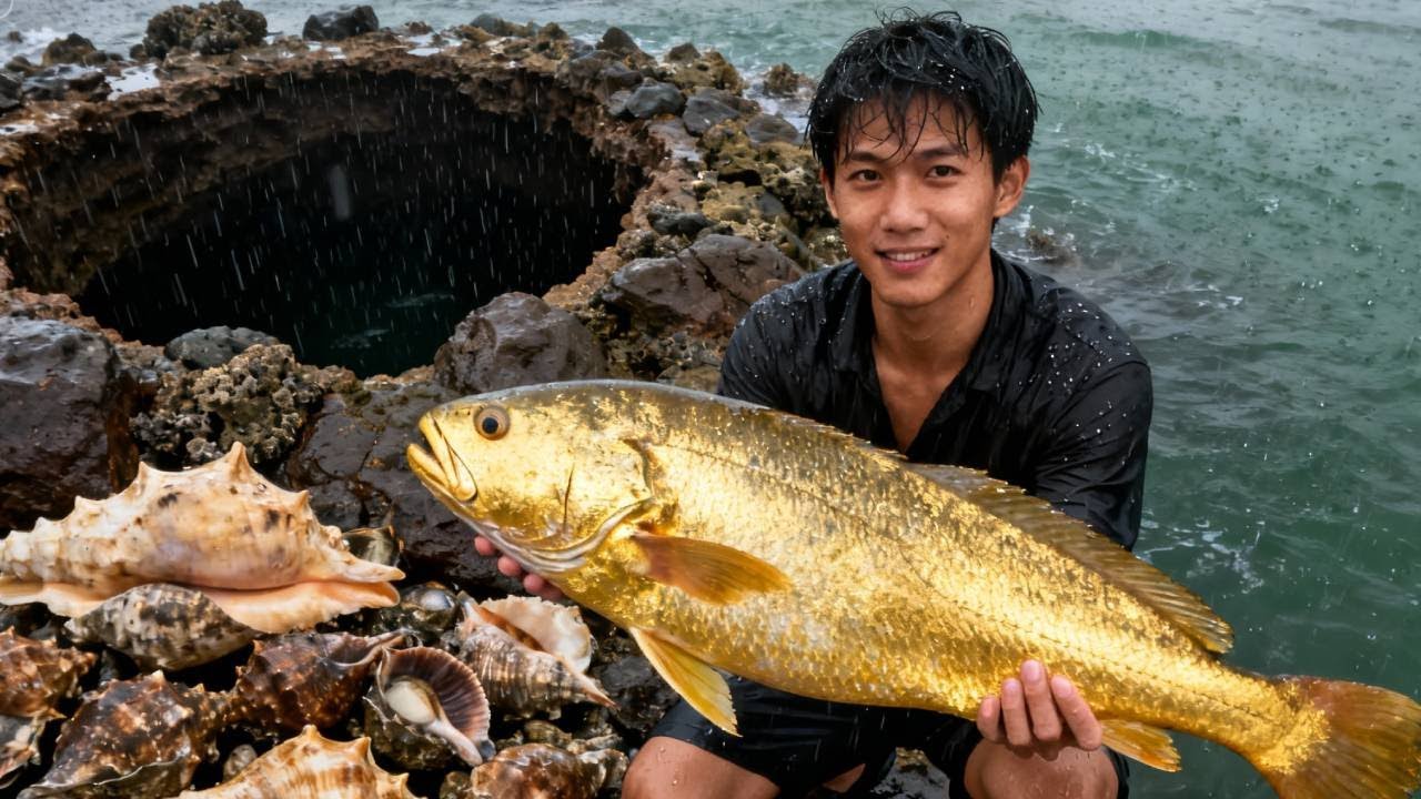 价值1万多的变异石斑鱼打窝，这坑必须发财，不料鱼获竟是这样【阿甘阿甘大海抽干】