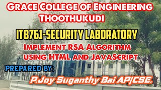 GRACE COE - CSE - IT8761 - SECURITY LABORATORY - Ex 5 - RSA Algorithm