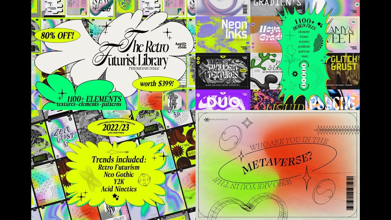 Retro Futurist Library Bundle Stock Graphics - Download at ...