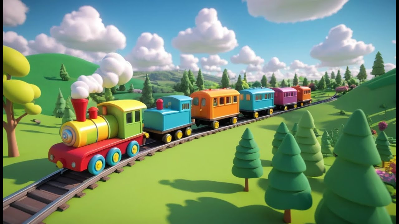 Round and Round the Little Train | Fun Train Song for Kids | Train Adventure Rhyme