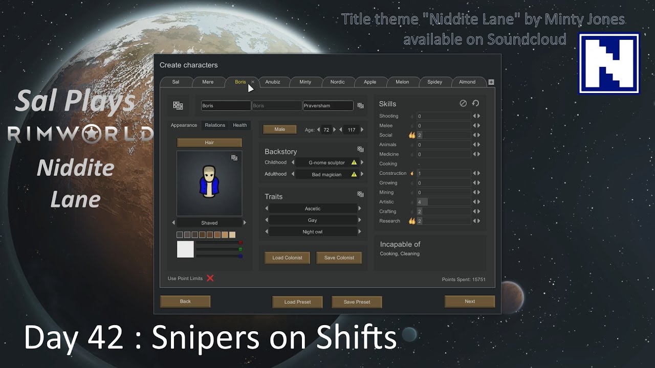 Day 42 Sal Plays Rimworld Niddite Lane - Snipers on Shifts