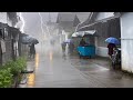 Walking under heavy rain, wind and lightning⚡️⛈️||insomnia disappears instantly in 5 minutes