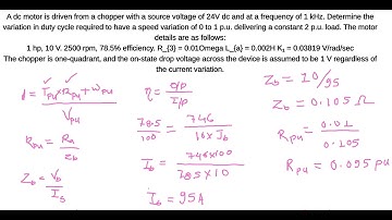 Calculation of duty cycle of chopper controlled dc motor II drives