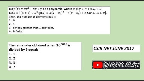 CSIR NET June 2017| Mathematics| Number theory