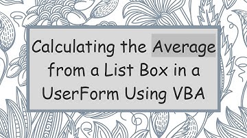 Calculating the Average from a List Box in a UserForm Using VBA