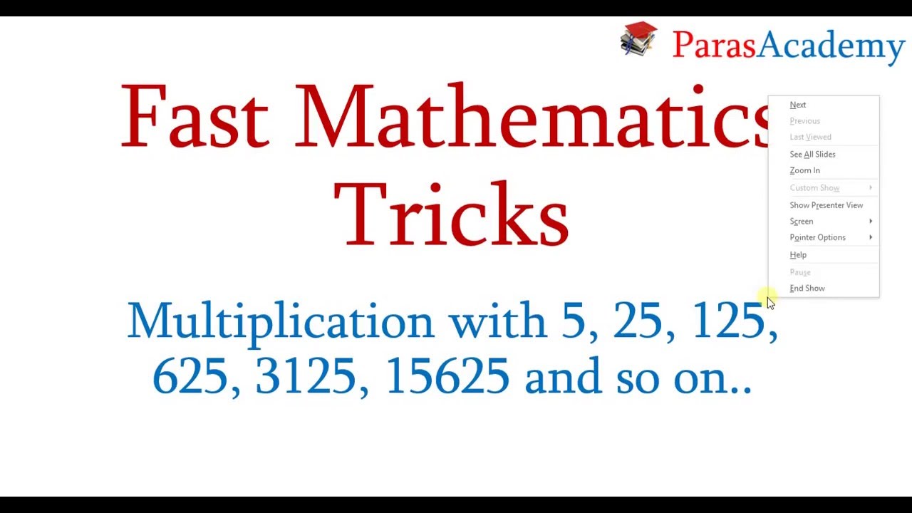 Multiplication with 5,25, 125, 625,......15625